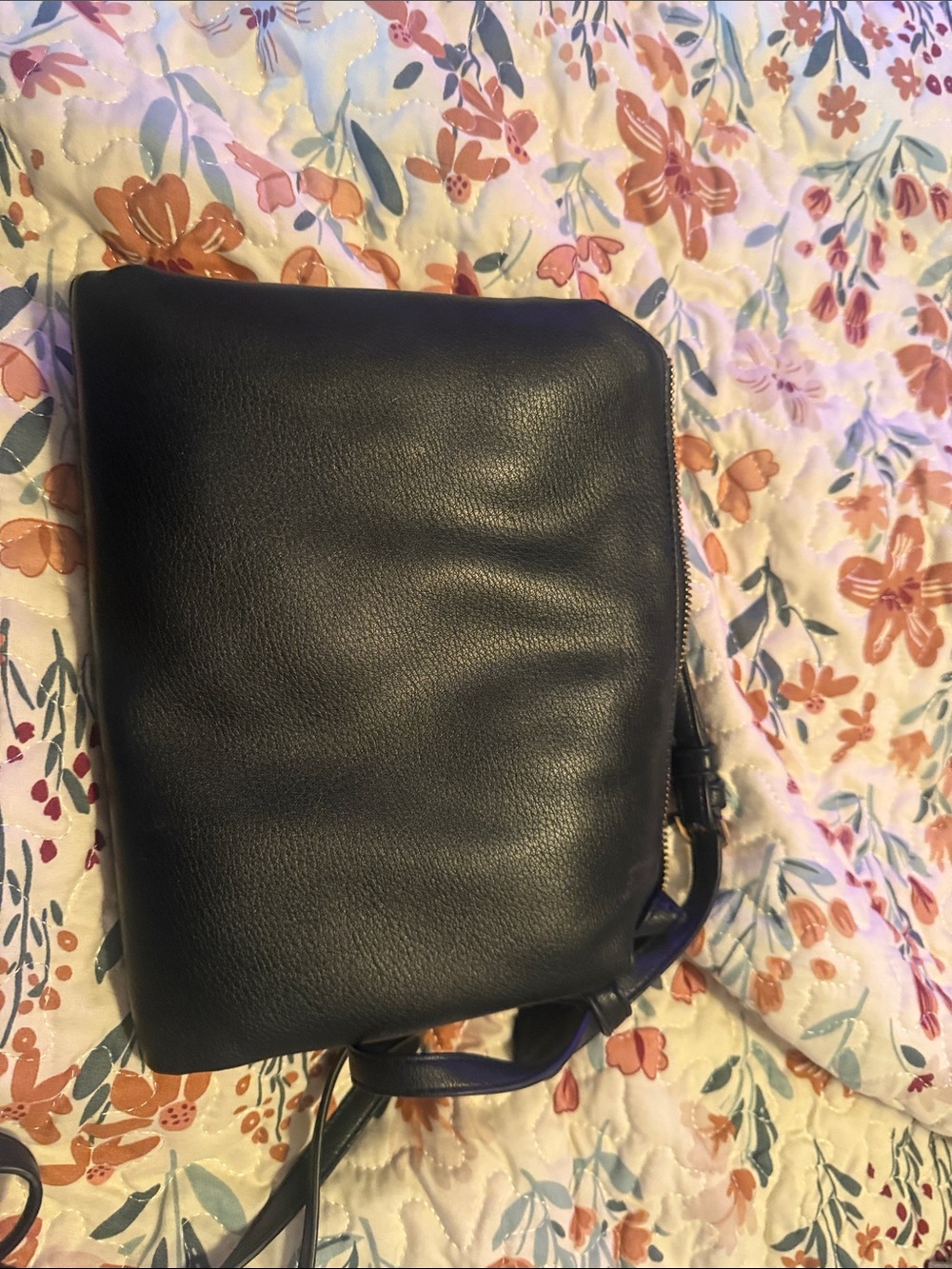 Black faux Leather Zip Travel Pouch/ purse
